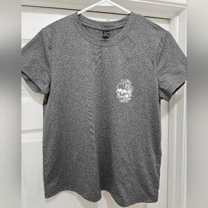 SHEIN Gray Tee with White Skull & Floral Graphic